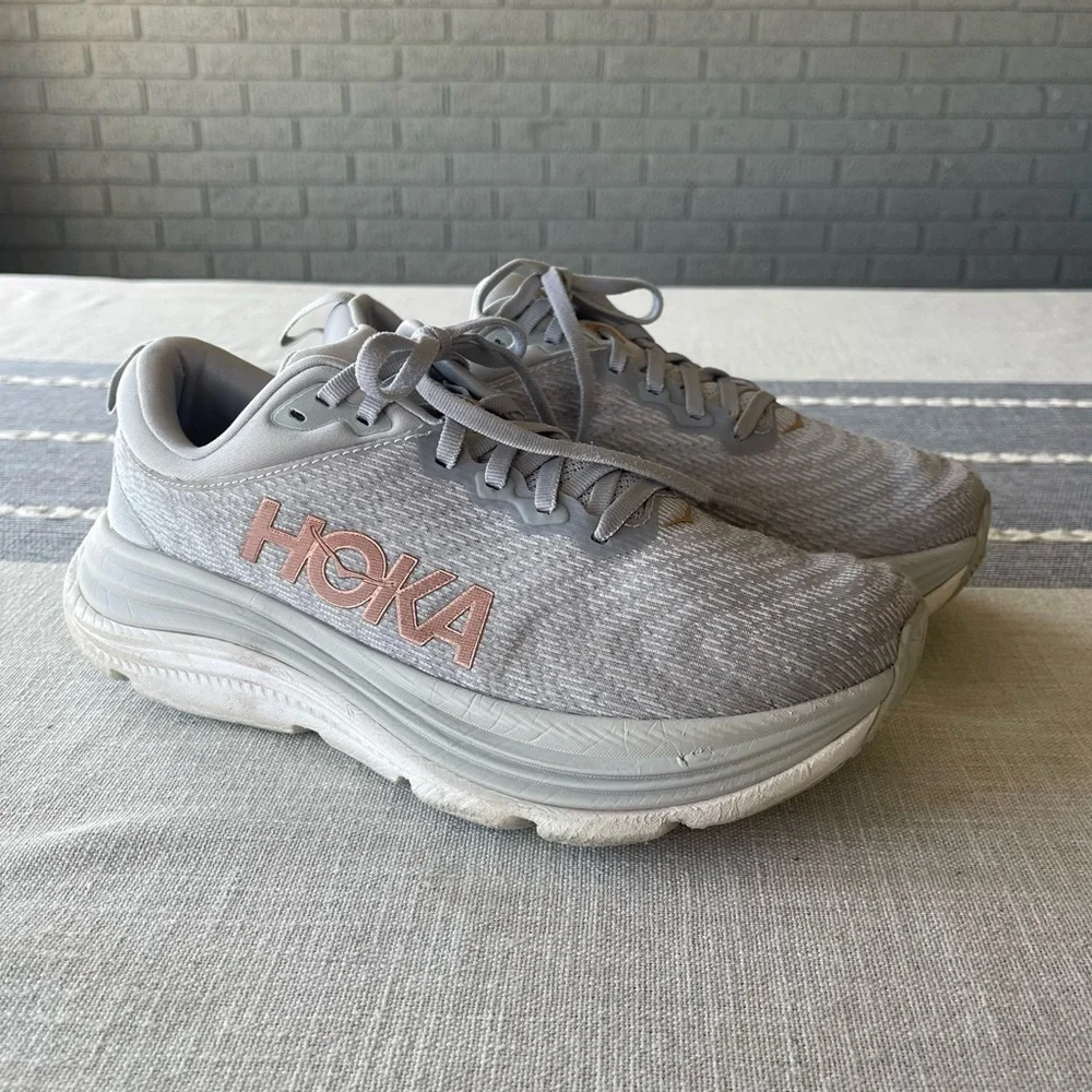 Hoka Gaviota 5 Running Shoes Light Grey Size 7.5 - Picture 3 of 8